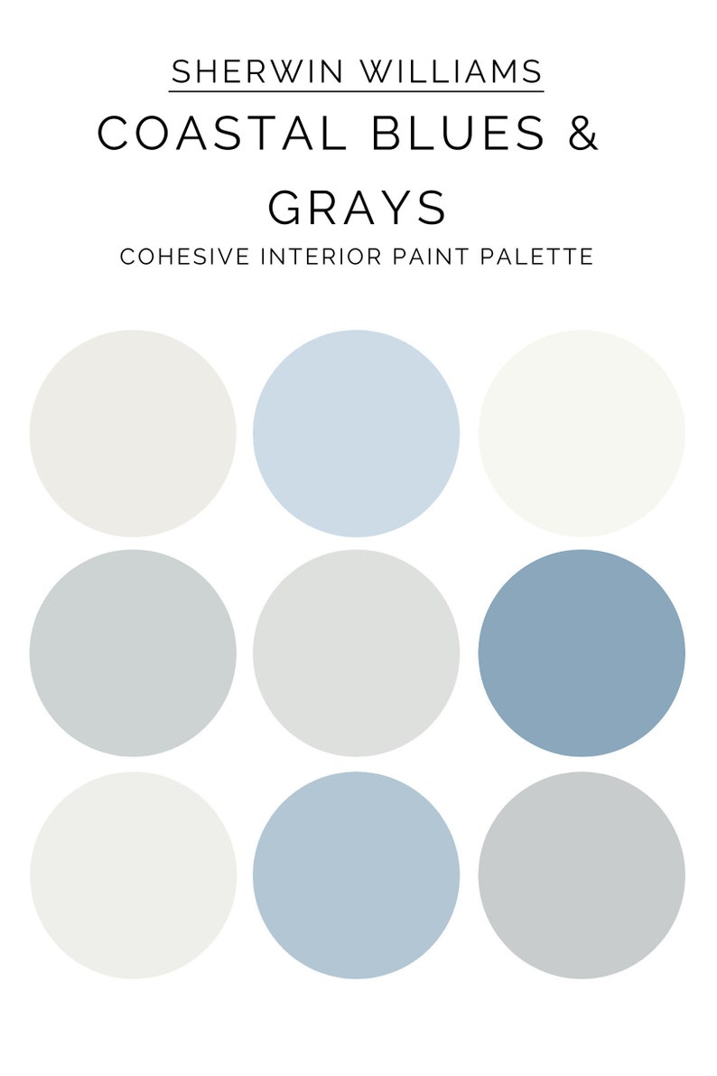 Sherwin Williams Coastal Blue and Gray Paint Palette Coastal Etsy Canada