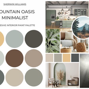 Sherwin Williams Mountain Oasis Paint Palette, Minimalist Neutral Paint Color, Room Paint Color, House Paint Palette, Boho Paint Color
