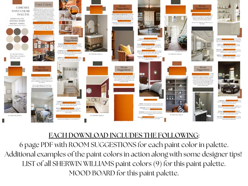 Sherwin Williams Earth Tone Paint Palette Warm Paint Colors Etsy