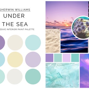 Sherwin Williams Under The Sea Paint Palette, Coastal Paint Palette, Under the Sea, Pastels, Paint Cohesive House Color Palette
