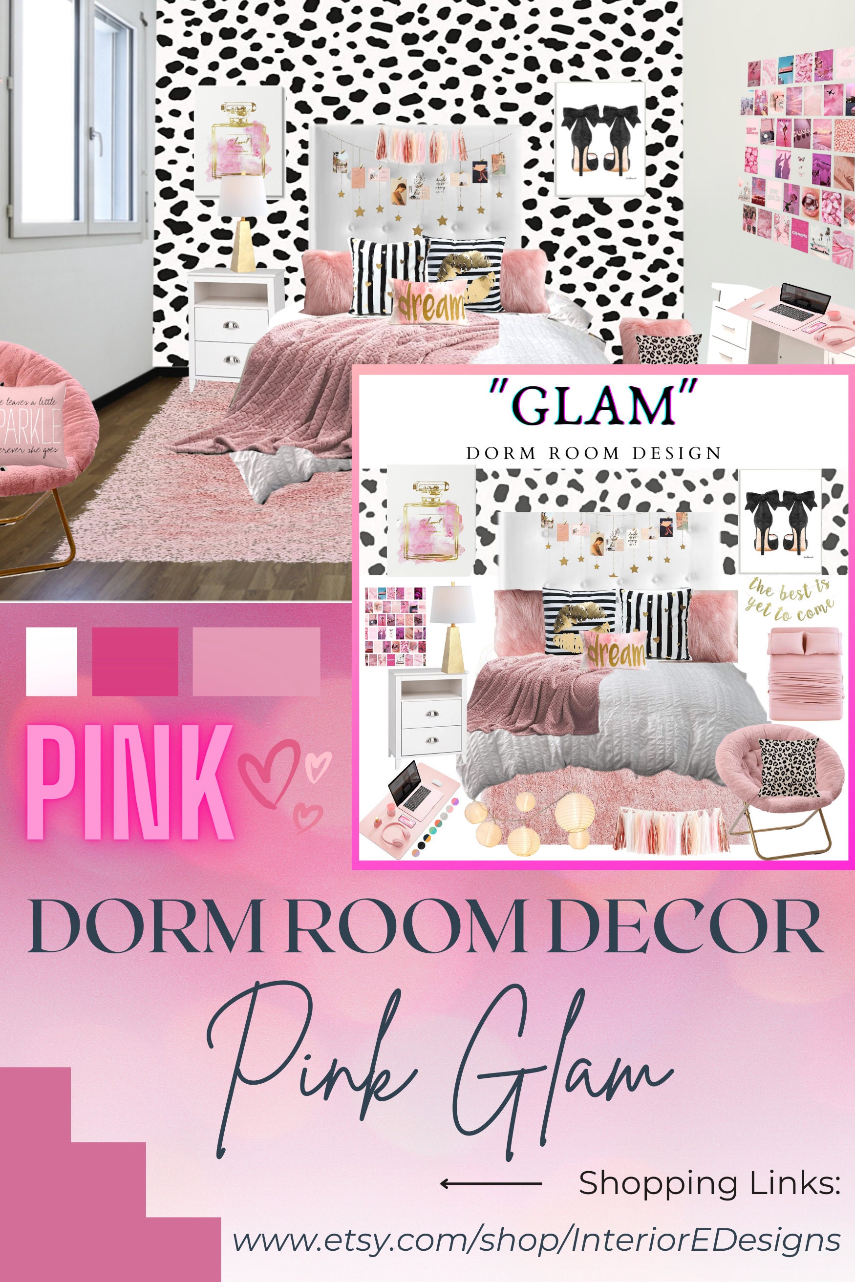 GLAM Dorm Room Decor|girl Dorm Room Shopping List|interior Design|glam ...