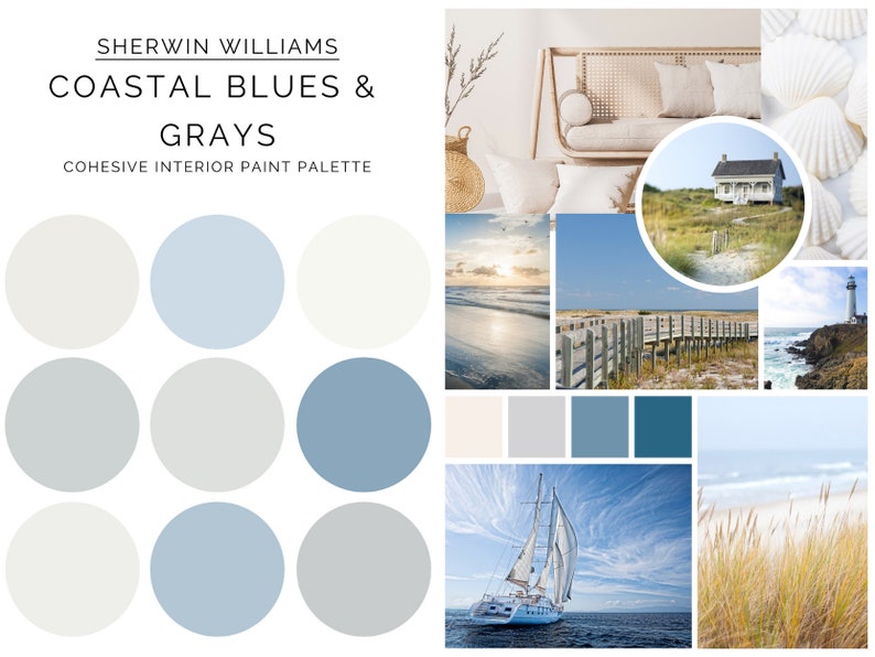 Sherwin Williams Coastal Blue and Gray Paint Palette Coastal Etsy Canada