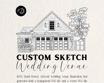 Wedding Venue Illustration, Custom Illustration for Wedding Invitations, Wedding Venue Portrait, Wedding Invitation Sketch, Digital Download