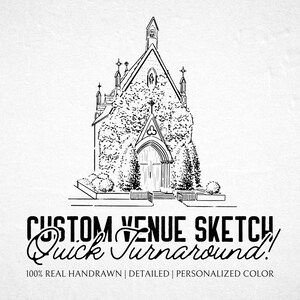 Custom Wedding Venue Illustration, Custom Illustration for Wedding Invitations, Wedding Venue Portrait, Invitation Sketch, Digital Download