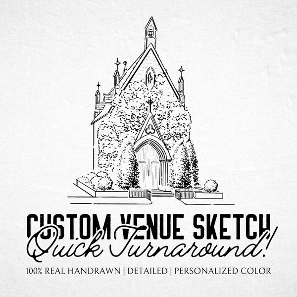 Custom Wedding Venue Illustration, Custom Illustration for Wedding Invitations, Wedding Venue Portrait, Invitation Sketch, Digital Download