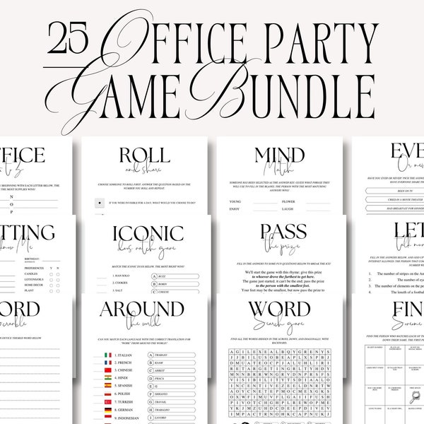 Office Party Games Bundle Fun Printable Games Work Party Games Group Activity Team Building Staff Appreciation Icebreaker Games