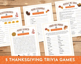 Thanksgiving Trivia Game BUNDLE Volume 2 | Thanksgiving Games | Thanksgiving Printable Games | Fun Thanksgiving Day Trivia Game
