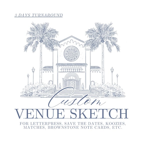 Custom Wedding Venue Illustration, Custom Illustration for Wedding Invitations, Wedding Venue Portrait, Invitation Sketch, Digital Download