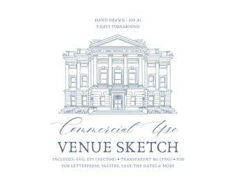 Custom Venue Sketch Illustration, Wedding Invitation Art (Digital Download)