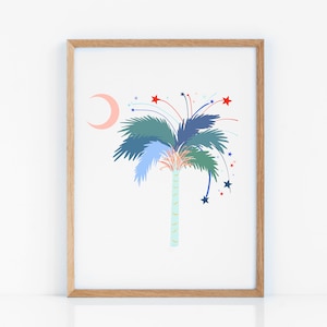 INSTANT DOWNLOAD, Printable Art, Wall Art, Digital Print, Charleston Art, Palmetto Flag, Palmetto Tree, South Carolina Art, Tropical Art
