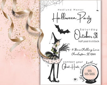INVITATION TEMPLATE, Halloween Party Template, Editable Digital Invite, Adult Halloween Party, Halloween Birthday, Halloween Costume Invite