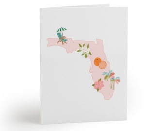 BIGLIETTI DA VISITA (8 pezzi), biglietti di auguri della Florida, cancelleria del Sunshine State, pacchetto di carte rosa della Florida, vuoto all'interno