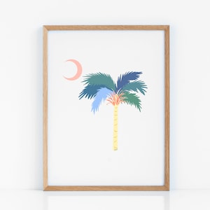 INSTANT DOWNLOAD, Printable Art, Wall Art, Digital Print, Home Decor, Wall Decor, Palmetto Flag, Palmetto Tree, South Carolina, Tropical Art