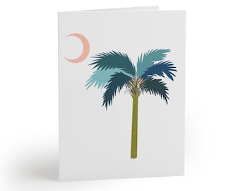 NOTE CARDS (8 pcs), South Carolina Greeting Cards, Palmetto State Stationary, Palmetto Tree Moon Card Pack, Blank Inside