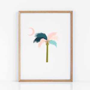 INSTANT DOWNLOAD, Printable Art, Wall Art, Digital Print, Home Decor, Wall Decor, Palmetto Flag, Palmetto Tree, South Carolina, Tropical Art