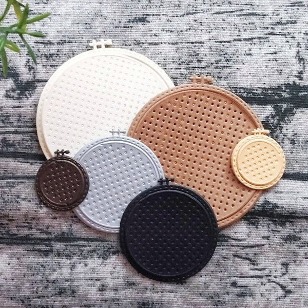 CHOICE! Set of 6 Paper Embroidery Hoops, Cardstock Tags, Ephemera, Embellishments, Junk Journal, Art Journal, Mixed Media, Die Cut