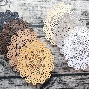 Conjunto de 5 guardanapos de papel de renda Penelope, surrados, feitos à mão, coisas efêmeras, enfeites, diário de lixo, diário de arte, mídia mista, cortes