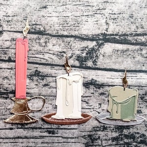 Set di 3 candele e portacandele / Natale / Fustellati / Fatto a mano / Effimera / Abbellimenti / Creazione di cartoline / Collage / Diario spazzatura