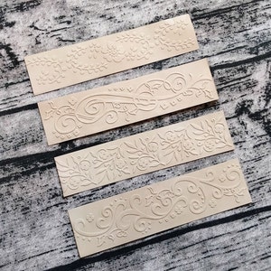 Set of 8 Embossed Strips for Card-Making, Collage, Ephemera, Embellishments, Mixed Media, Junk Journal, Textured, Cardstock