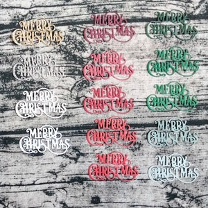 Set di 5 scritte fantasia di buon Natale, fustellate, fatte a mano, effimeri, abbellimenti, diario spazzatura, diario d'arte, creazione di cartoline, supporti misti
