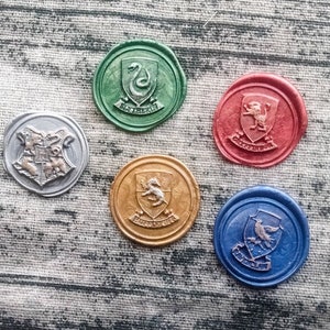 5tlg. Wachs Siegel Aufkleber Set, Hogwarts, Vintage, Briefe, Schriftkorrespondenz, handgemacht, Ephemera, Verzierungen, stationär, Journal