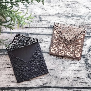 Lot de 3 mini enveloppes et cartes en papier dentelle #3, découpes, fait main, éphémères, embellissements, journal indésirable, journal d'art, faire-part