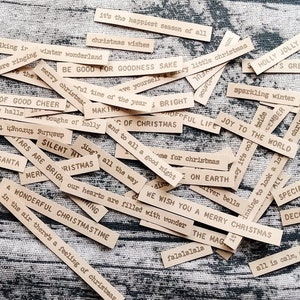 Conjunto de 46 sentimientos de NAVIDAD diminutos teñidos de café, efímera, adornos, diario basura, diario de arte, citas, refranes, fabricación de tarjetas, vacaciones