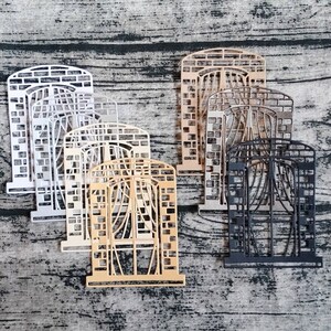 Ensemble de 4 fenêtres en papier de brique arquées, découpes, faites à la main, éphémères, embellissements, Junk Journal, Art Journal, Mixed Media, Décoration