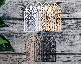 Kathedrale Fenster Papierstanzteile: Junk Journal Verzierungen, Kartenherstellung, 4er-Set