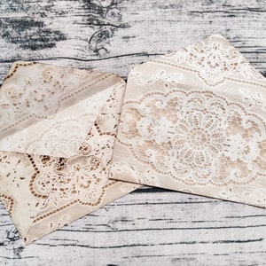 5 CENTERPIECE LACE Grungy Lace Envelopes, Hecho a mano, Manchado de café, Papel teñido, Diario basura, Diario de arte, Collage