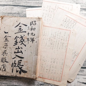 Verscheidenheidspakket met antieke Japanse grootboekbladen | 1931 | Vintage boekhouding | Boekhoudboeken | Junkjournaal | Kunstdagboek | Set van 5"