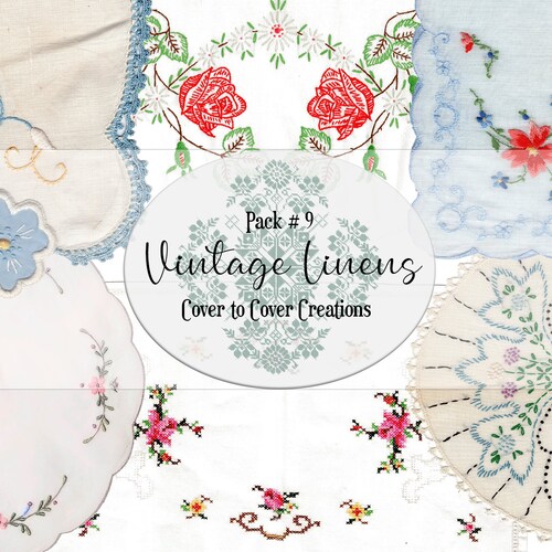 DIGITAL Vintage Linens Pack 10 Printable Paper Pack - Etsy