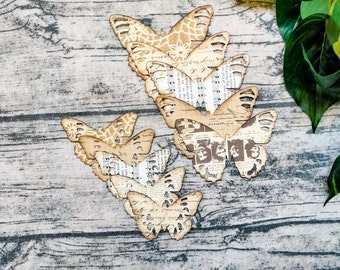 Set of 10 Tattered and Distressed Paper Butterflies, Ephemera, Embellishments, Junk Journal, Art Journal, Handmade, Mixed Media, Die Cuts