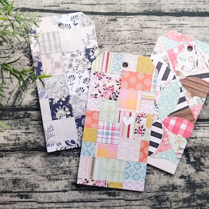 CHOICE! 1 pc. Personalizable Quilted Paper Tags, Handmade, Collage, Mixed Media, Junk Journal, Ephemera, Altered Tags, Supplies, Art Journal