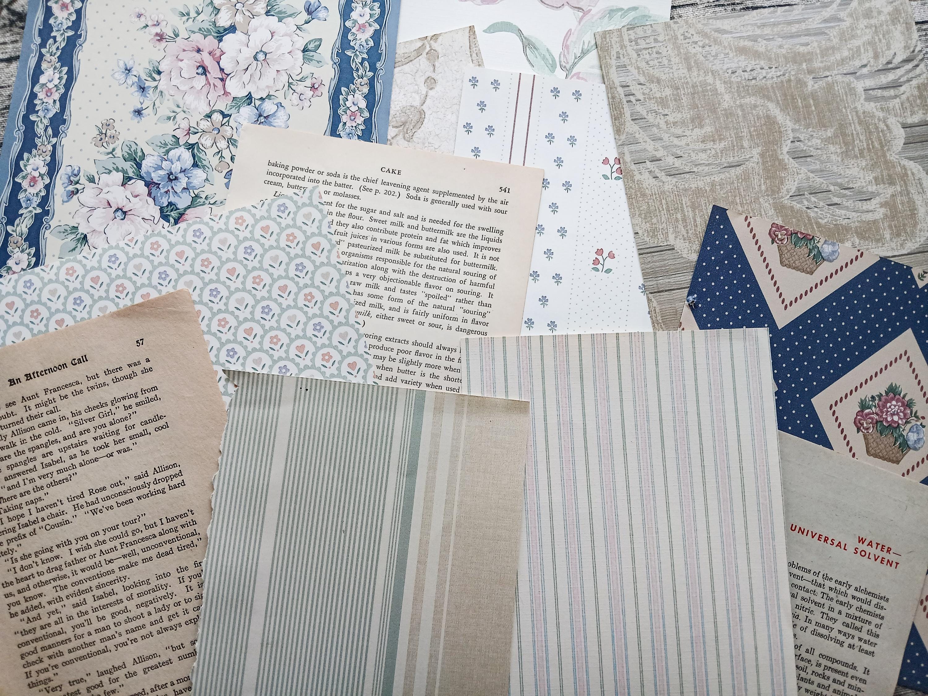 DESTASH 50 Pc Large Vintage Ephemera Pack | Vintage Book Pages ...