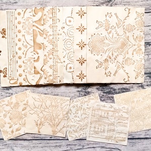 The Drawing Room Coffee-Dyed Variety Paper Pack, Muster, Handgemacht, Kaffee gebeizt, gefärbtes Papier, Junk Journal, Art Journal, Collage