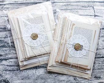 100 Pc Vintage Book Pages | Junk Journal | Sheet Music | Encyclopedia | Dictionary Pages | Recipes | 1860s-1980s