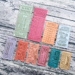 Lot de 10 billets en détresse, couleurs vives, fait main, découpes, journal indésirable, journal d'art, éphémères, embellissements, techniques mixtes