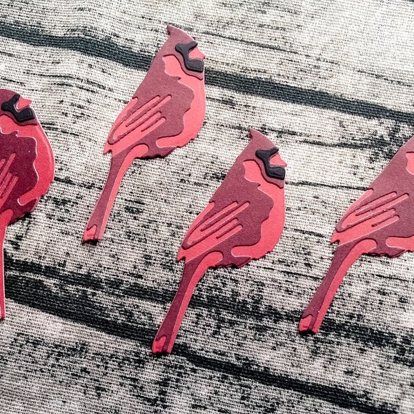 Set of 4 Winter Red Cardinals | Christmas | Die Cuts | Birds | Ephemera | Embellishments | Card Making | Collage | Junk Journals