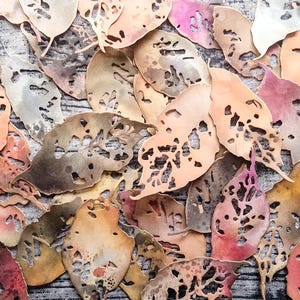 Lot de 10 fragments de feuille de papier en lambeaux | Teint à la main | Découpes | Éphémères | Embellissements | Journal indésirable | Fabrication de cartes | Collage | Automne