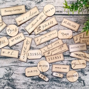 Set of 30 Coffee Dyed Vintage Labels #1, Handmade, Ephemera, Embellishments, Junk Journal, Art Journal, Dyed, Stained, Aged
