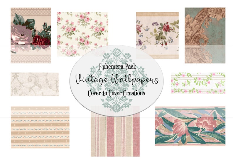 Vintage Wallpaper Ephemera Pack 2 Digital Papers Etsy