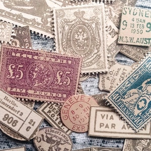 25 ud. Mystery Coffee Dyed Stamp/Matasellos Ephemera Variety Pack, Hecho a mano, Adornos, Diario basura, Vintage, Manchado, Teñido, Envejecido