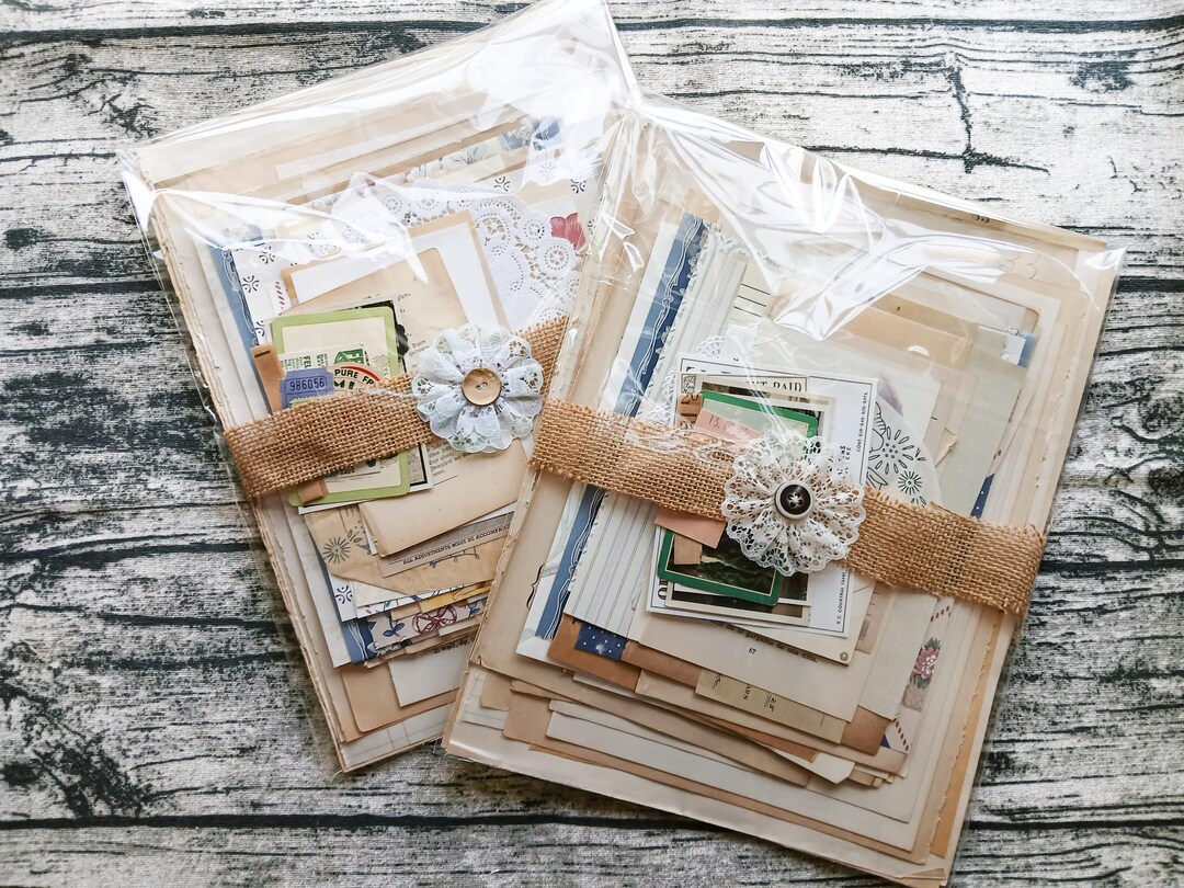DESTASH 50 Pc Large Vintage Ephemera Pack | Vintage Book Pages ...