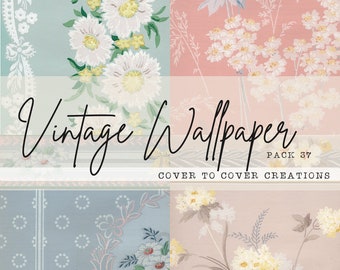 Vintage Wallpaper | Pack #37 | Junk Journal Collage Papers | Scrapbook Ephemera | Printable Paper | Digital Download | 8.5 x 11 Inches