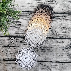 Set of 3 Mandala Lace Paper Doilies, Handmade, Ephemera, Embellishments, Junk Journal, Art Journal, Mixed Media, Die Cuts