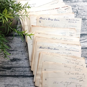 Recetas antiguas de 1916 / Papel efímero / Recetas médicas antiguas manuscritas / Recetas de farmacia / Collage / Juego de 8