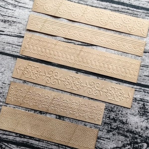 Set of 12 Embossed Strips for Cardmaking, Collage, Ephemera, Embellishments, Mixed Media, Junk Journal, Textured, Cardstock