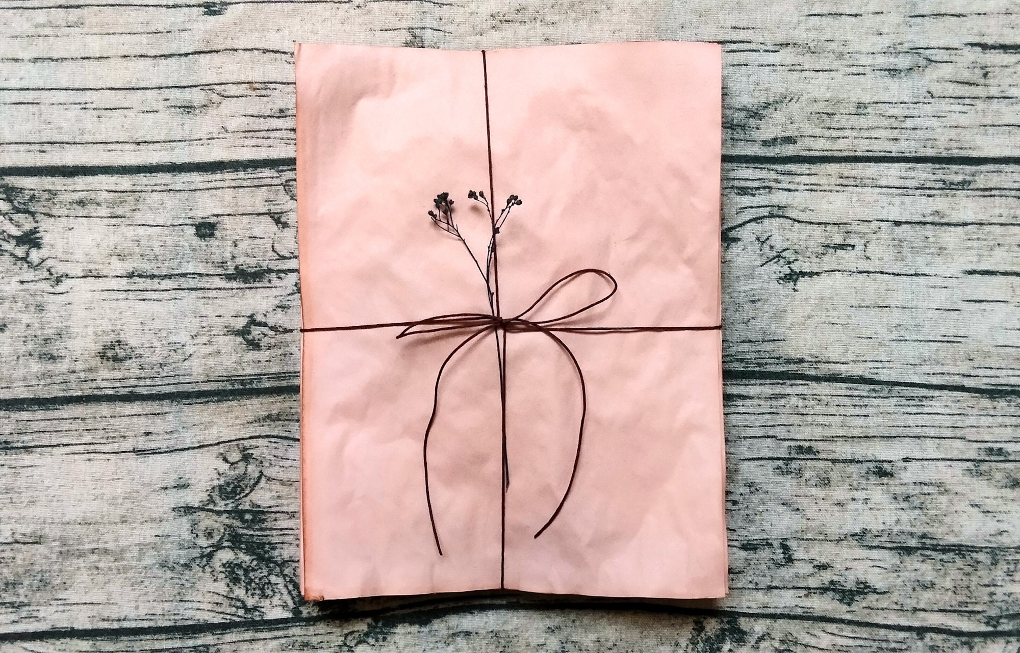 Stack of Avocado Dyed Paper | Vintage Pink Paper | Junk Journal | Choose Your Own Size | Hand Dyed | Stained | Organic | Eco Dyed