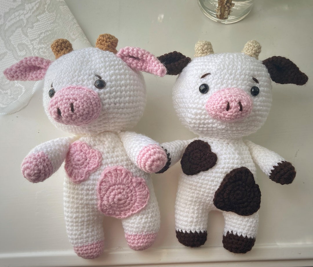 Crochet Amigurumi Cow/ Crochet Strawberry Cow/ Crochet Cow Plush